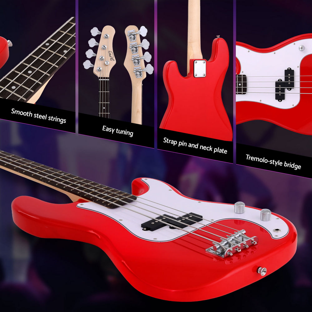 Alpha Electric Guitar Bass  47 Inch Red 6