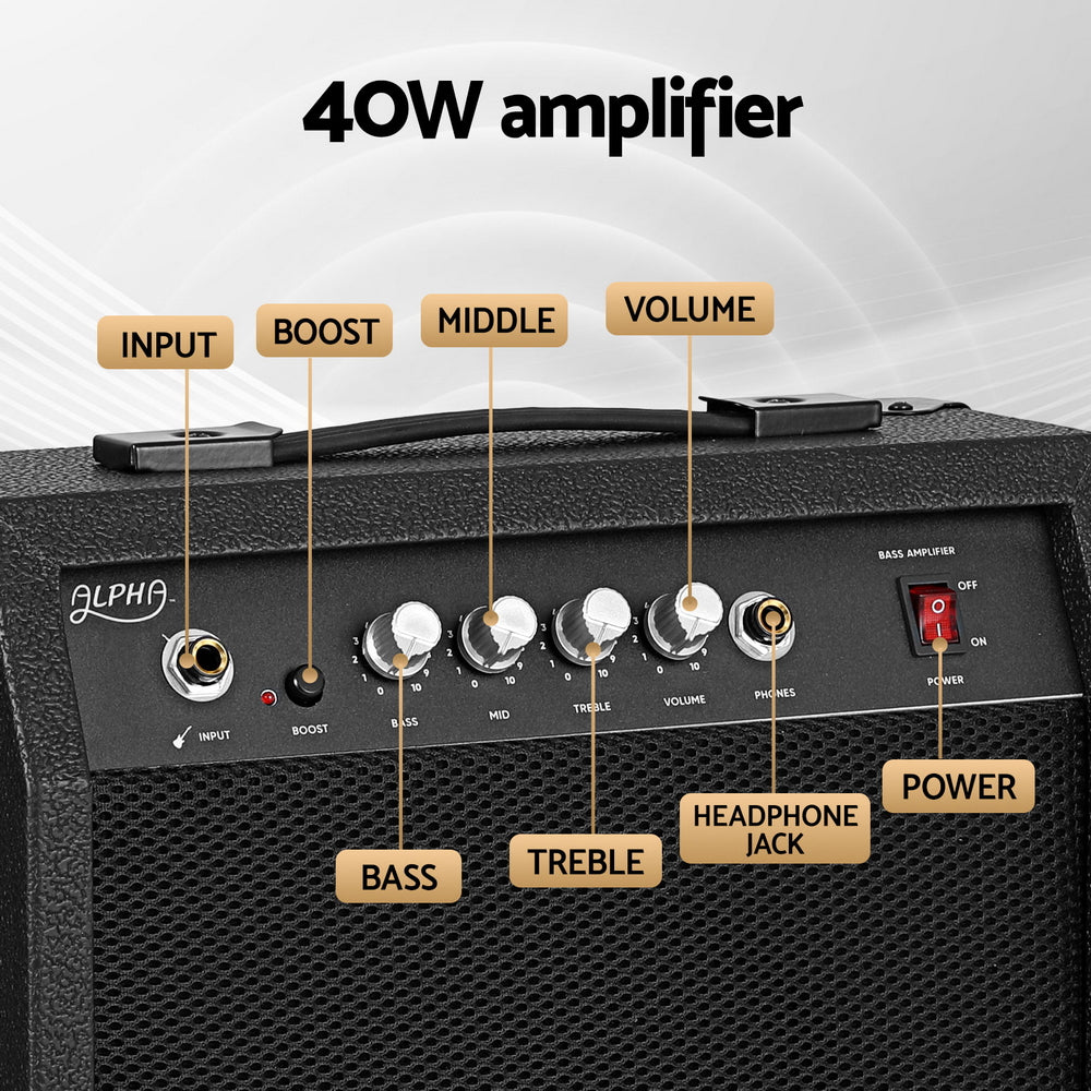 Alpha 40W Bass Guitar Amplifier Portable 4