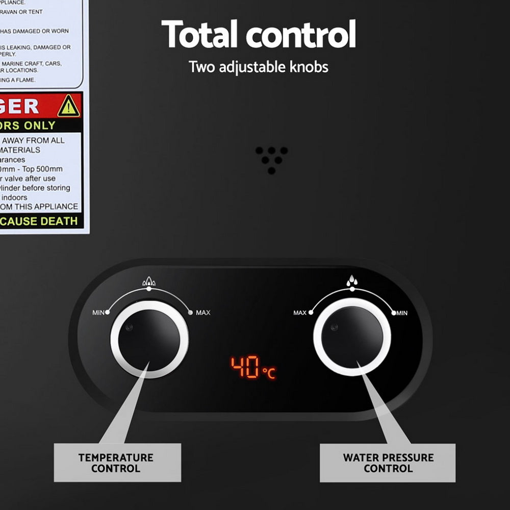 Devanti Portable Gas Water Heater LPG-powered System Black 5