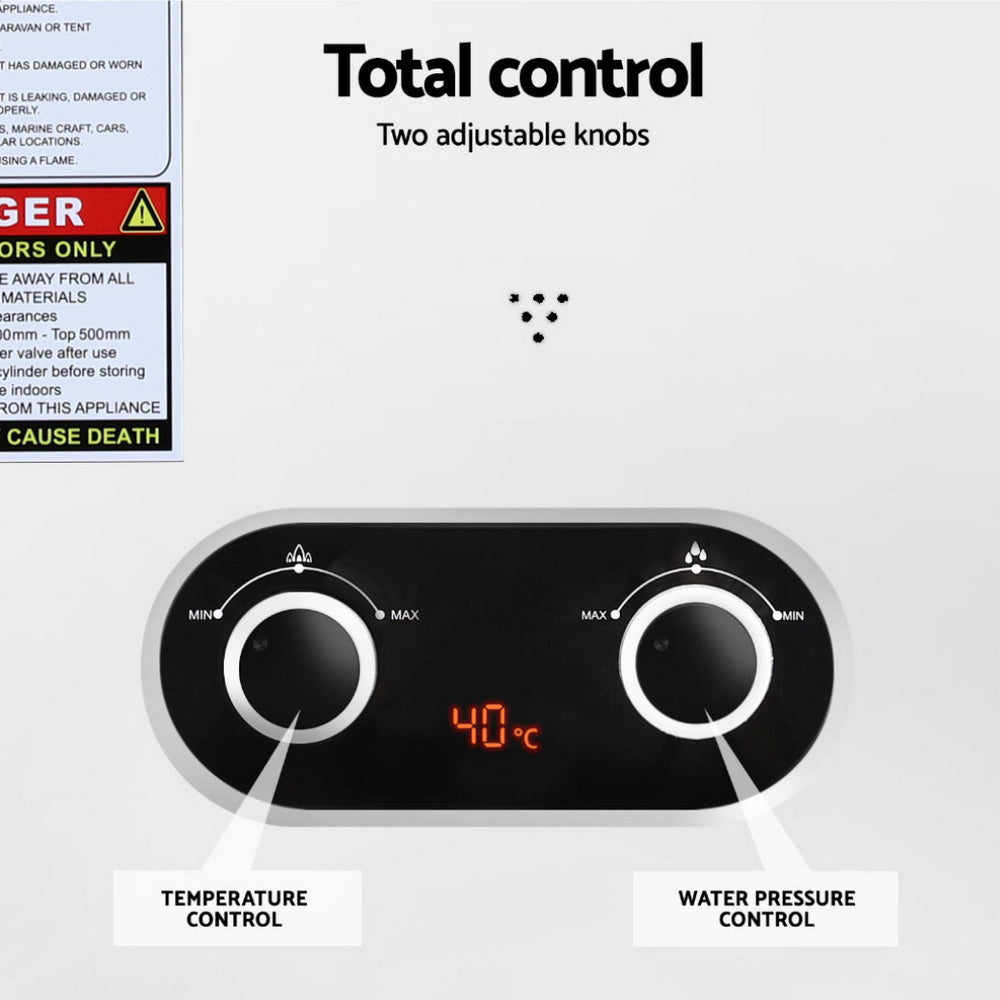 Devanti Portable Gas Water Heater Outdoor Camping Shower White 5