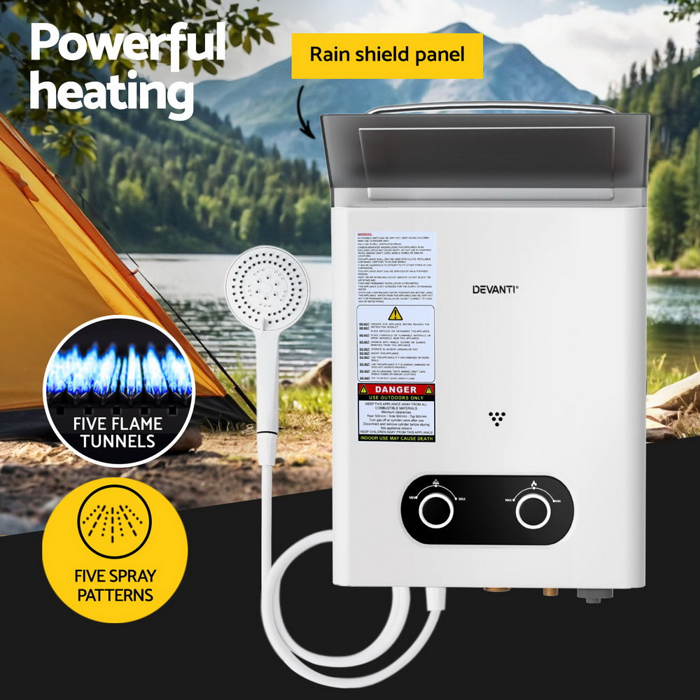 Devanti Portable Gas Water Heater LPG-powered System White With Pump 4