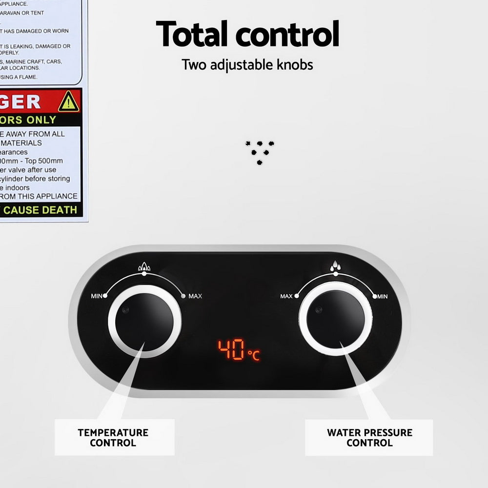 Devanti Portable Gas Water Heater LPG-powered System White With Pump 5