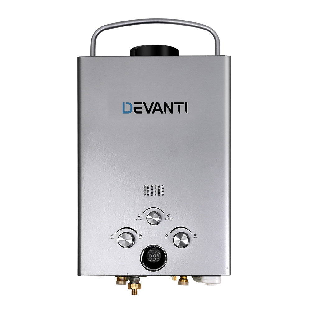 Devanti Portable Gas Water Heater 8L/Min LPG System Grey 3