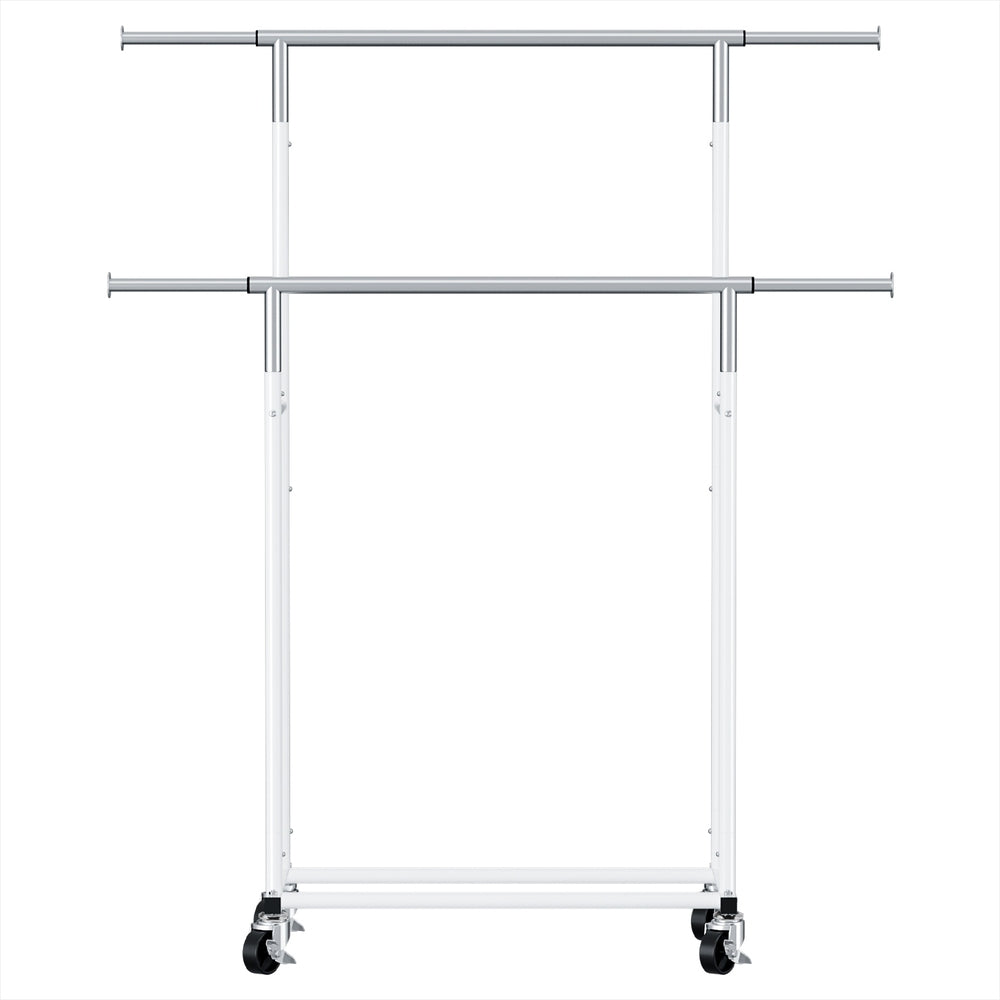 Artiss Clothes Rack Double Rod Airer Rail Coat Stand Adjustable Hanger 3