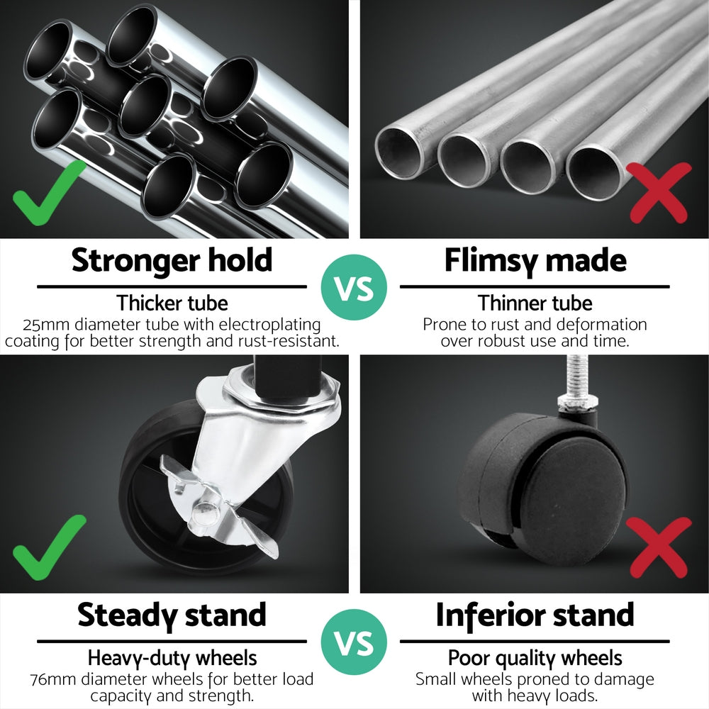 Artiss Clothes Rack Double Rod Airer Rail Coat Stand Adjustable Hanger 5