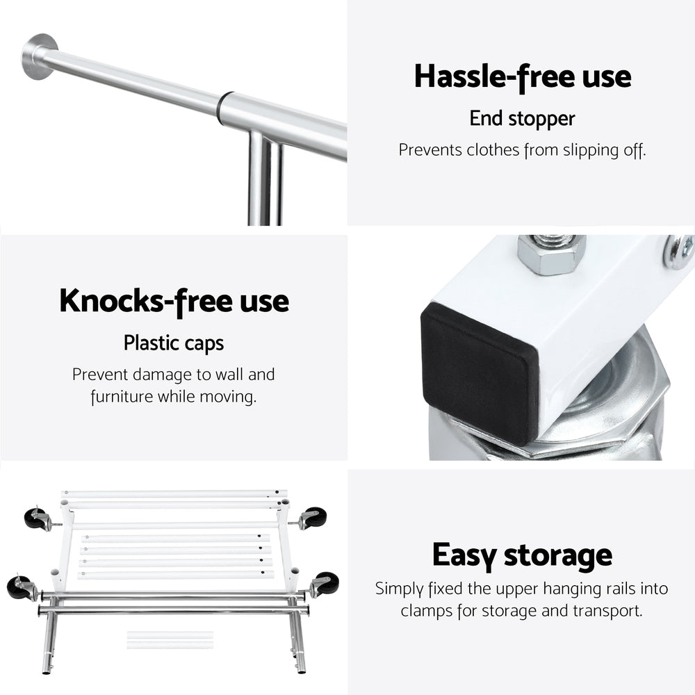 Artiss Clothes Rack Double Rod Airer Rail Coat Stand Adjustable Hanger 6