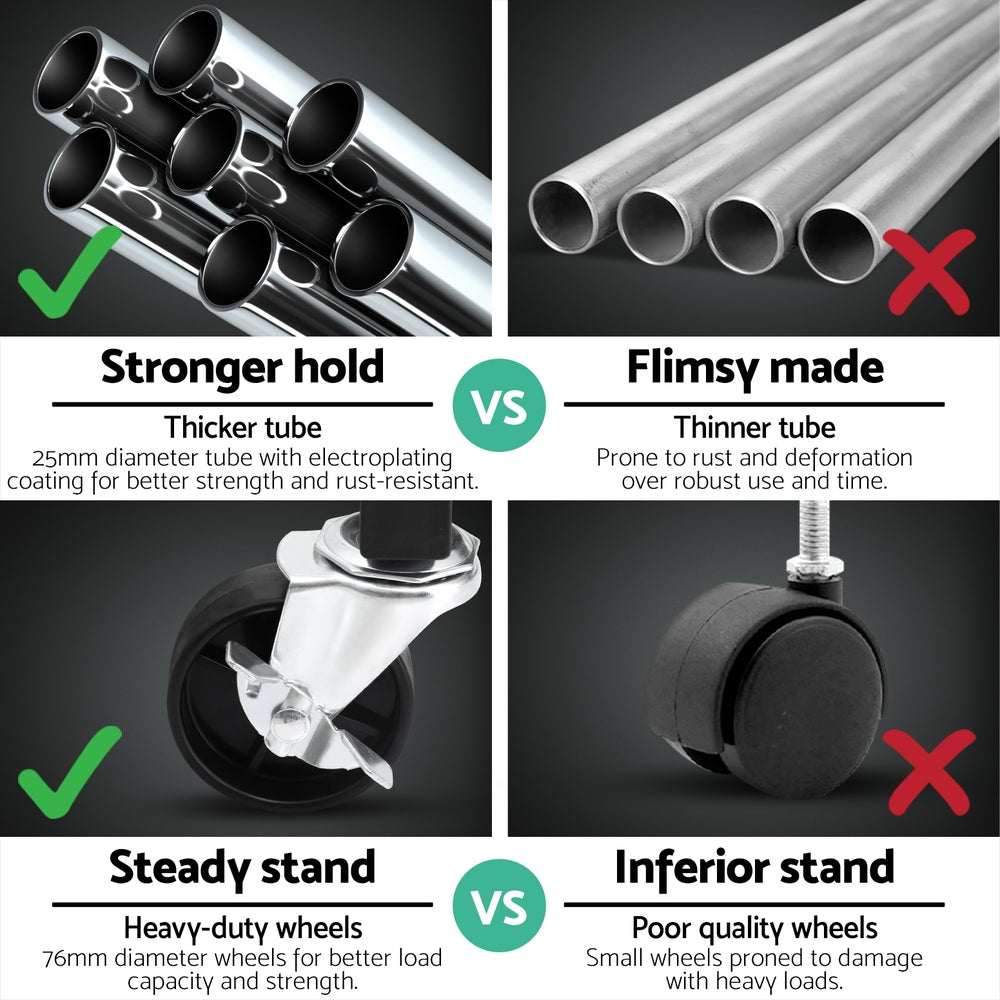 Artiss Clothes Rack Double Rod Airer Rail Coat Stand Adjustable Hanger 5