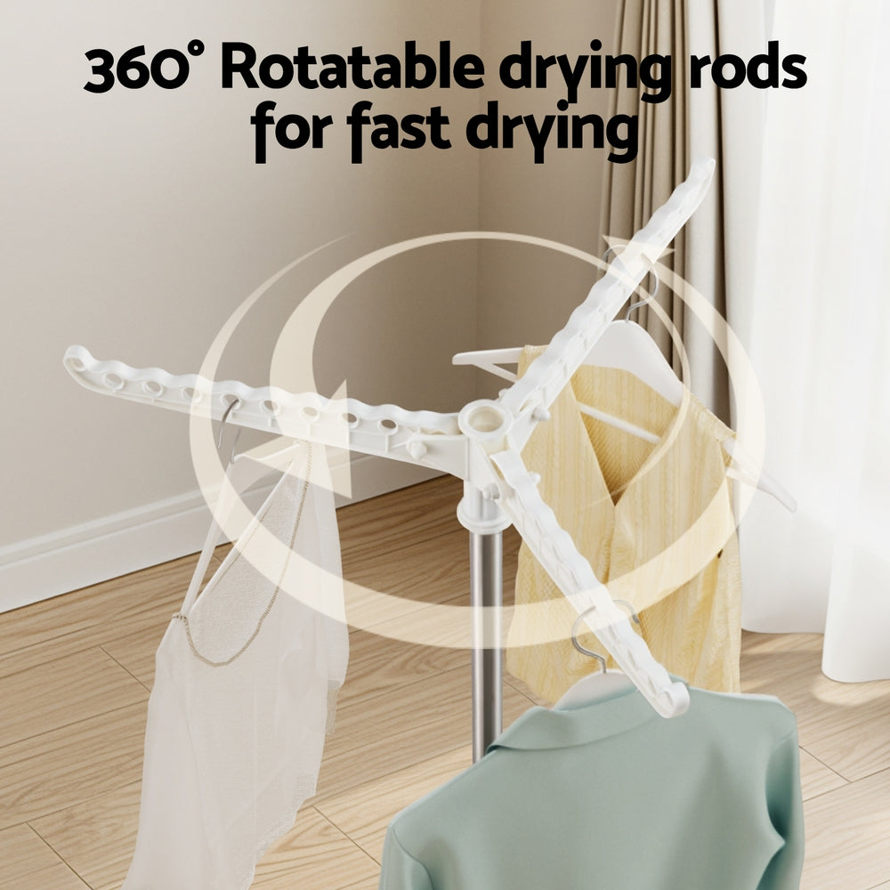 Artiss Clothes Rack Airer 2 Tier Rotatable Hanger Foldable 4