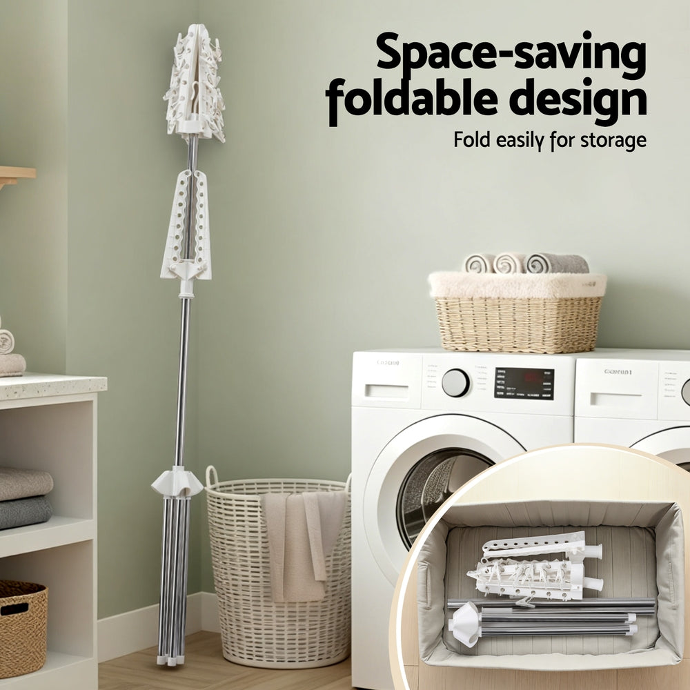 Artiss Clothes Rack Airer 2 Tier Rotatable Hanger Foldable 5