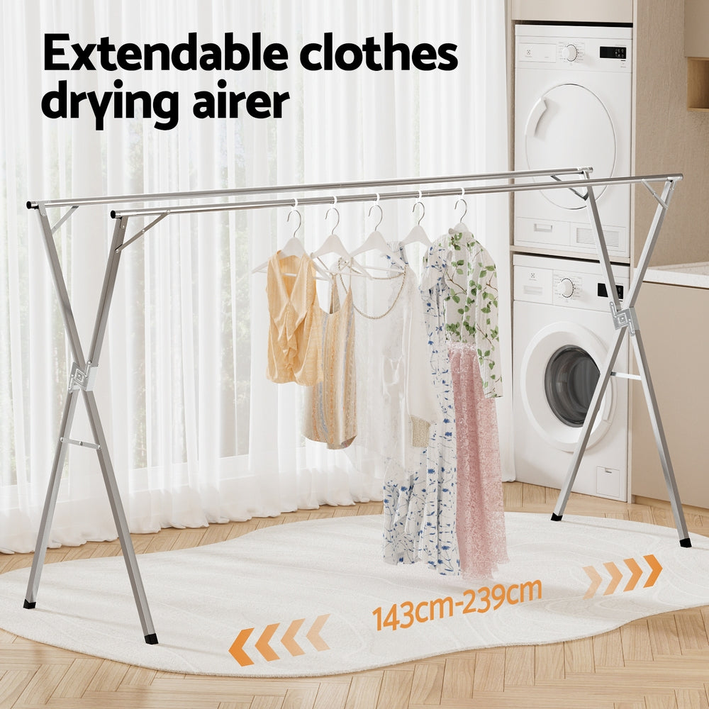 Artiss Clothes Rack Adjustable Foldable Steel 4