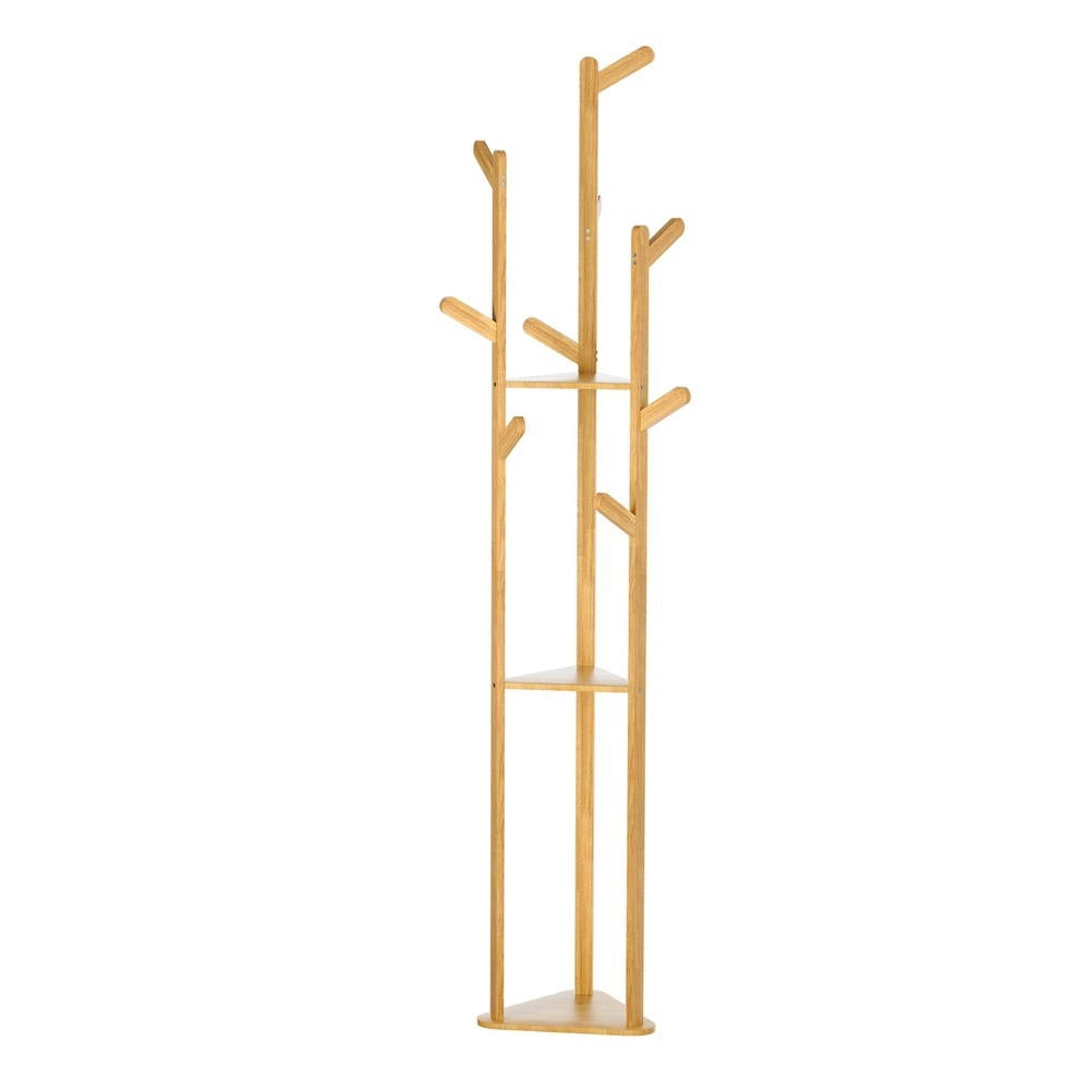Artiss Clothes Rack Airer Coat Stand 9 Hooks Bamboo 3