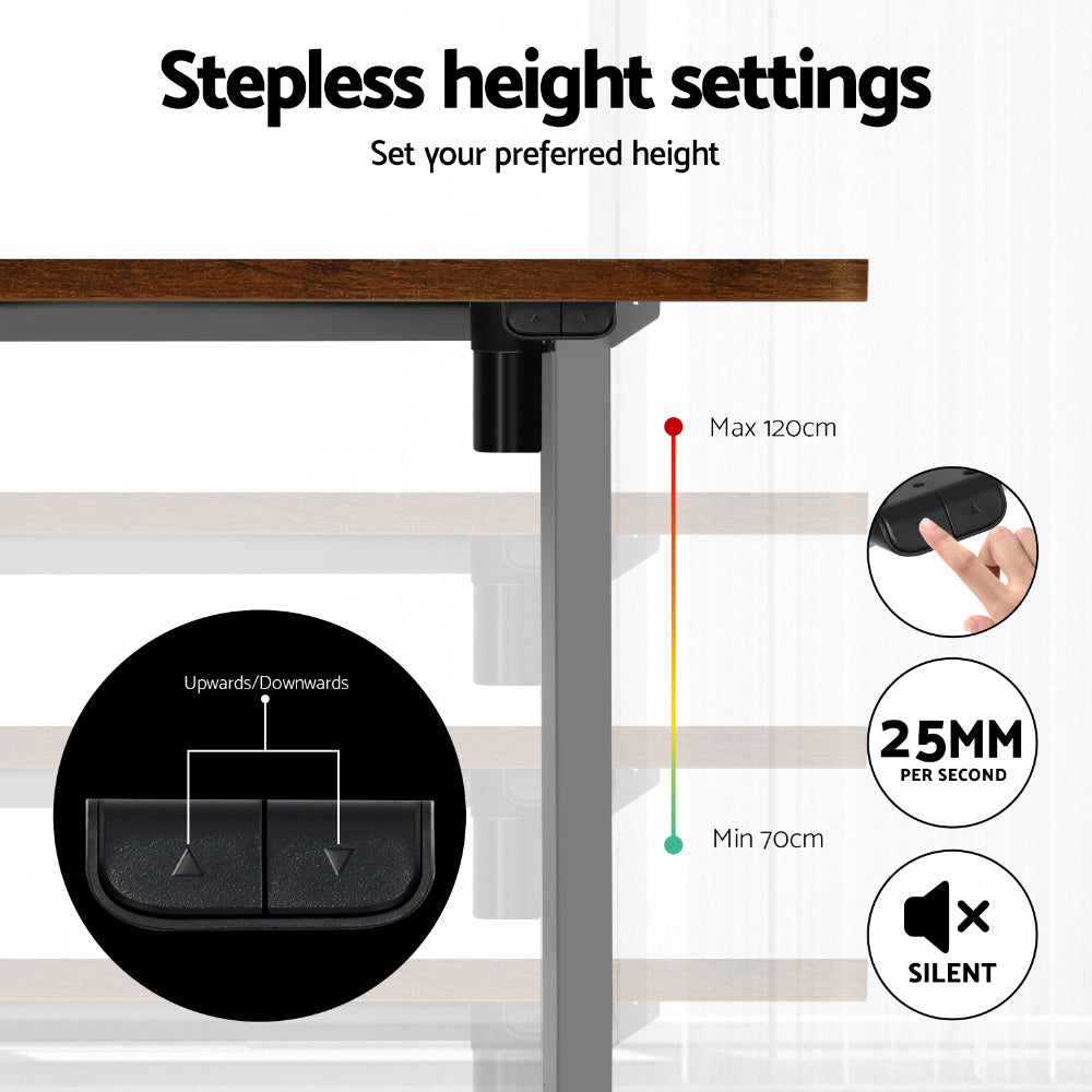 Artiss Standing Desk Motorised 140CM Rustic Brown 5