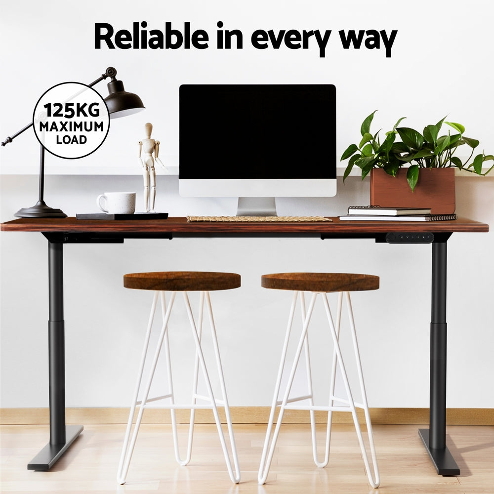 Artiss Standing Desk Motorised Electric Dual Motor Rustic Brown 140CM 6