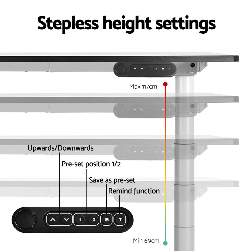 Artiss Standing Desk Frame Only Dual Motor Motorised Adjustable 125KG Load White 4