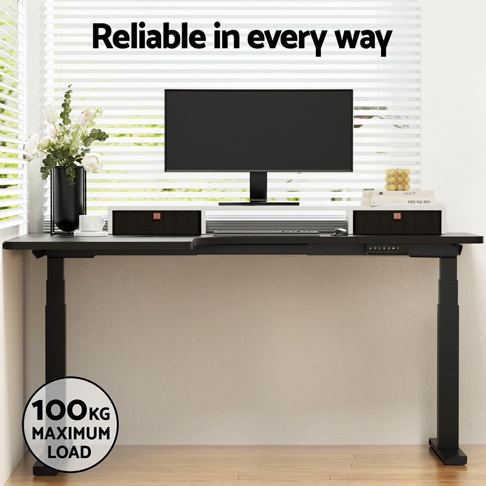 Artiss Standing Desks L-shape Motorised 160CM Black 6