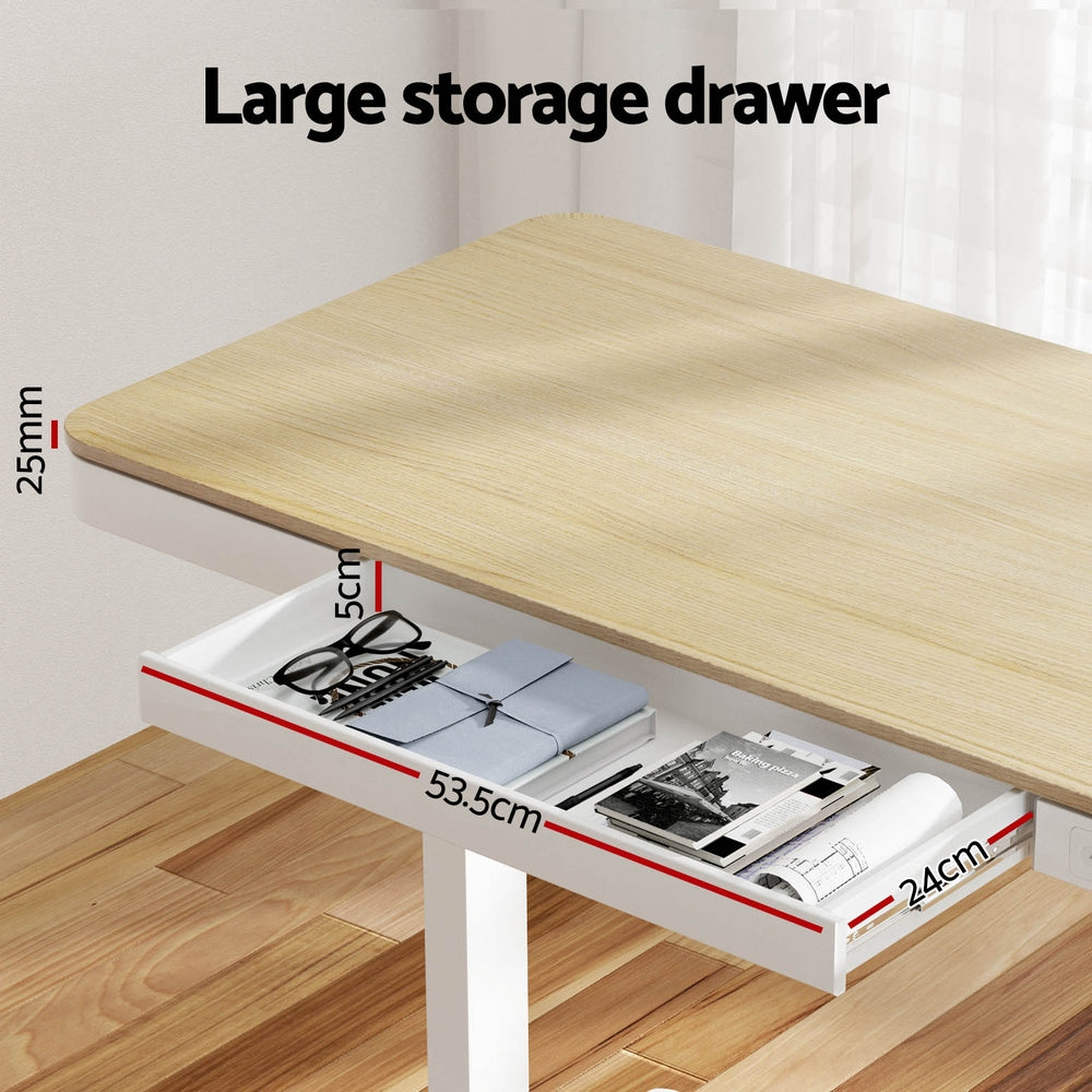 Artiss Standing Desk Motorised Electric Dual Motor Draw 120CM Oak 4