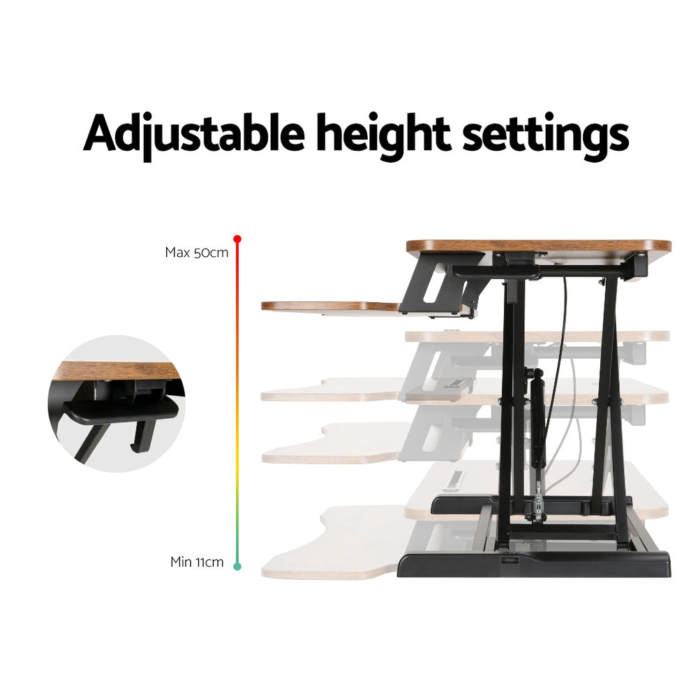 Artiss Standing Desk Riser Height Adjustable Rustic Brown 80CM 4