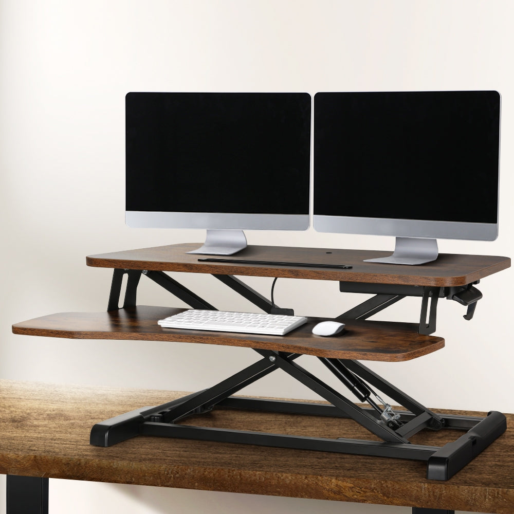 Artiss Standing Desk Riser Height Adjustable Rustic Brown 80CM 7