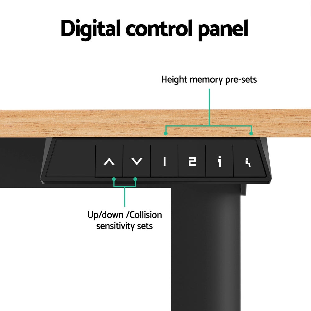Artiss Electric Standing Desk 140cm Adjustable Height Motorised Home Office Desk Oak Black 5