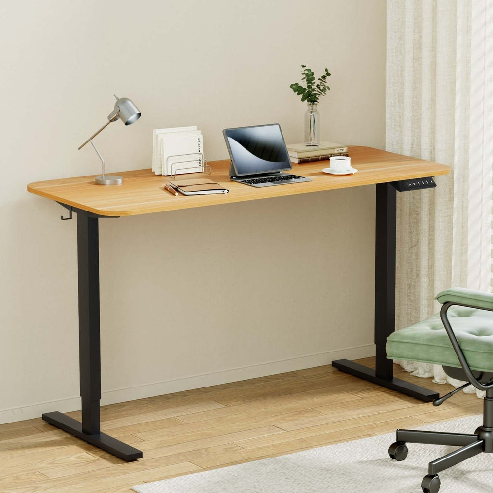 Artiss Electric Standing Desk 140cm Adjustable Height Motorised Home Office Desk Oak Black 7