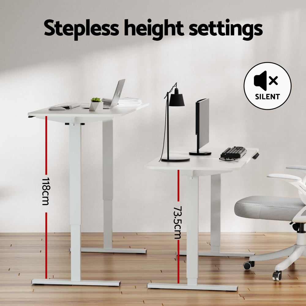 Artiss Electric Standing Desk 140cm Adjustable Height Motorised Home Office Desk White 6