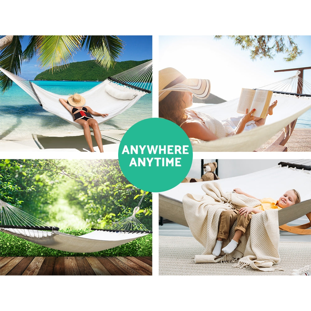 Gardeon Hammock Bed Outdoor Camping Portable Hanging Chair 2 Person Piillow 4