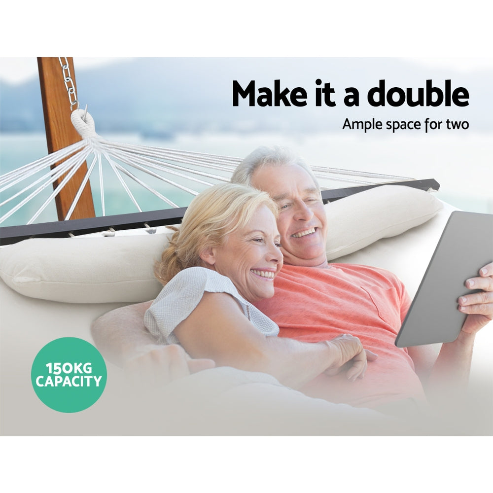 Gardeon Hammock Bed Outdoor Camping Portable Hanging Chair 2 Person Piillow 5