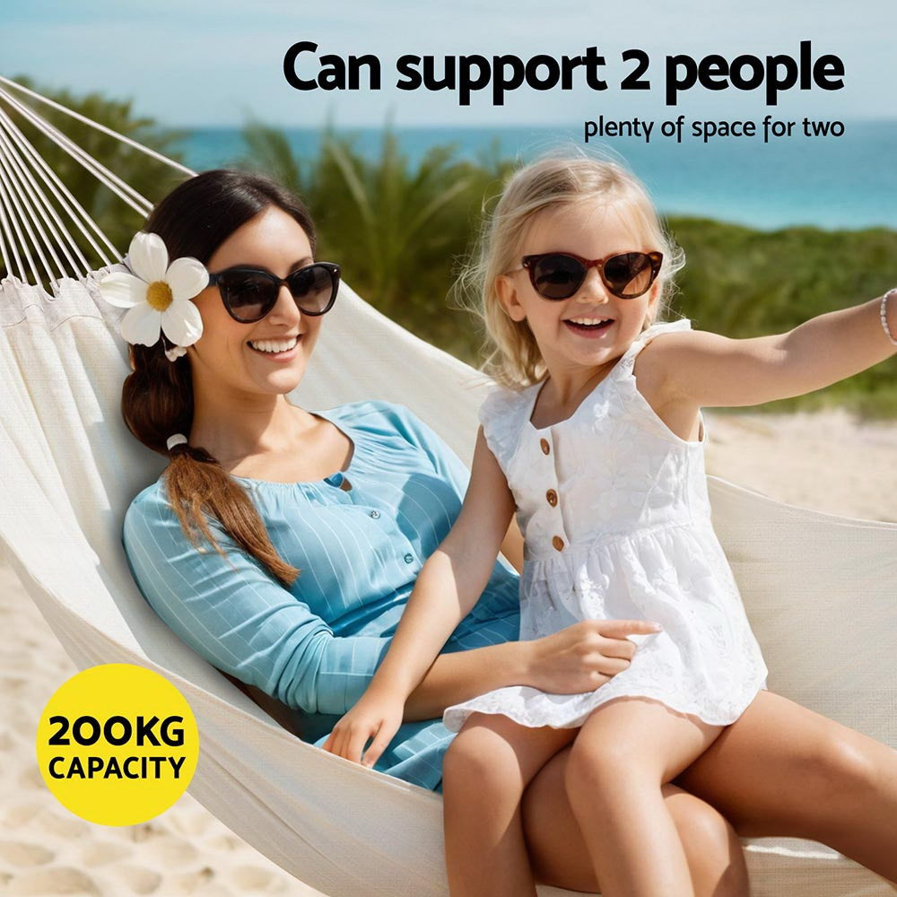 Gardeon Hammock Bed w/ Travel Bag Outdoor Lounge Chair Cream 4