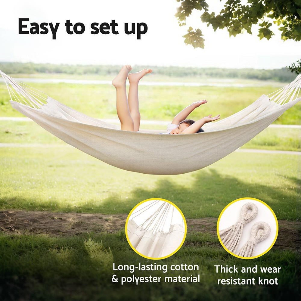 Gardeon Hammock Bed w/ Travel Bag Outdoor Lounge Chair Cream 6