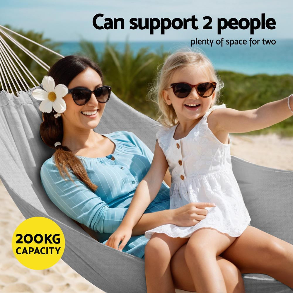 Gardeon Hammock Bed w/ Travel Bag Outdoor Lounge Chair Grey 4