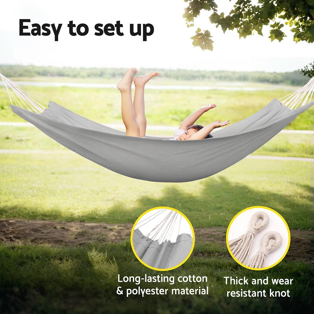 Gardeon Hammock Bed w/ Travel Bag Outdoor Lounge Chair Grey 6