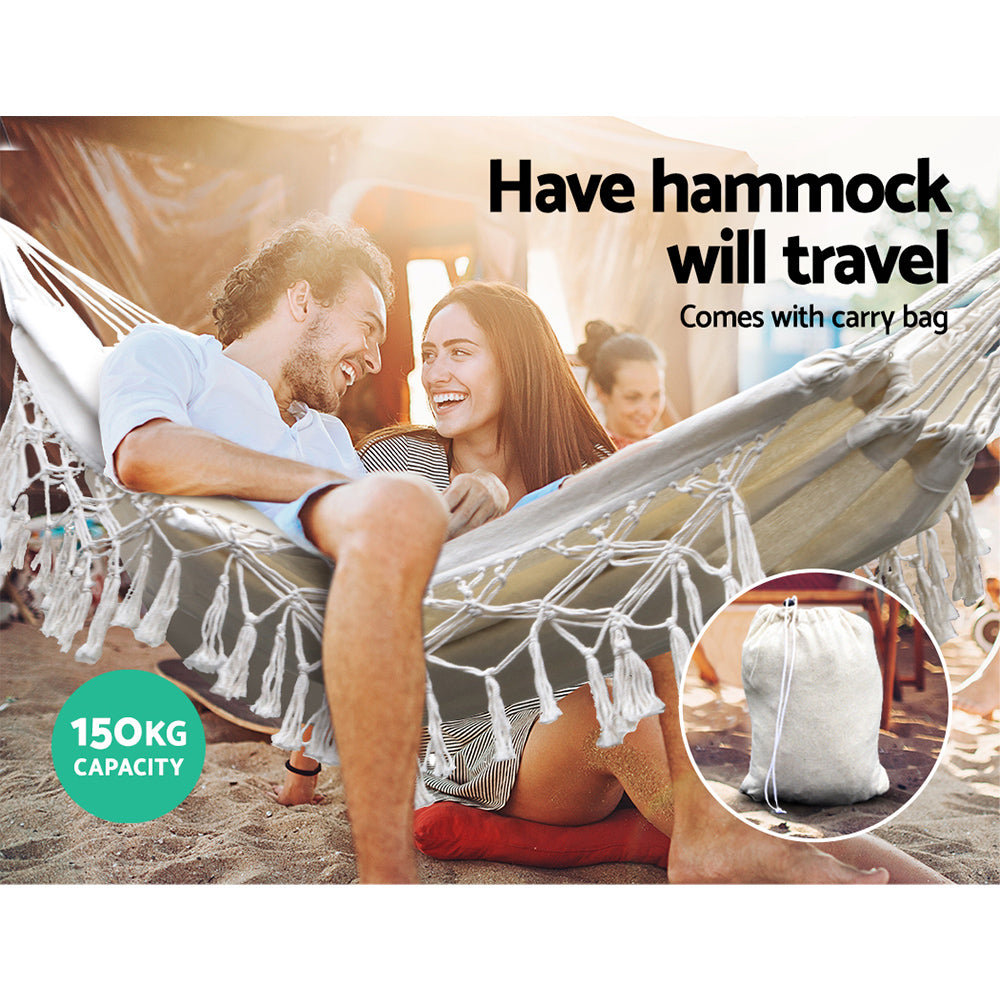 Gardeon Hammock Bed Rope Tassel Outdoor Hammocks Chair Camping 5