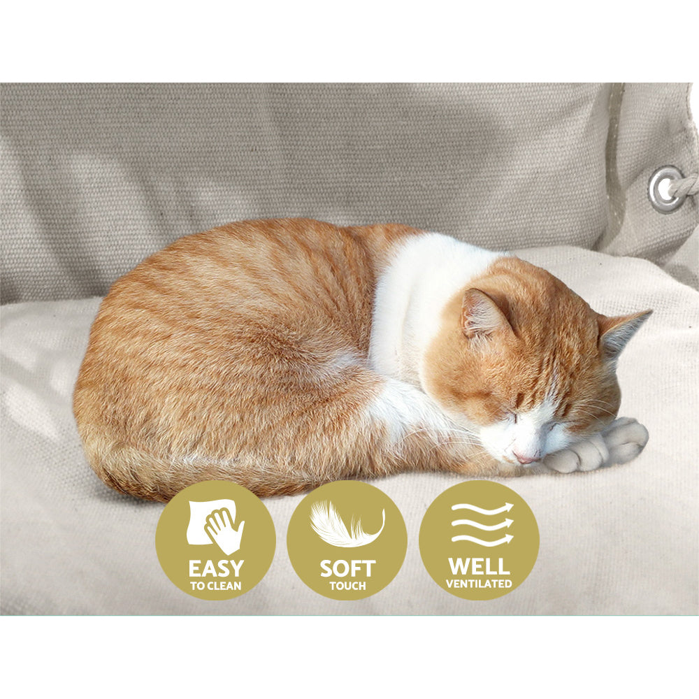 Gardeon Hammock Chair Hanging with Armrest Camping Hammocks Cream 5