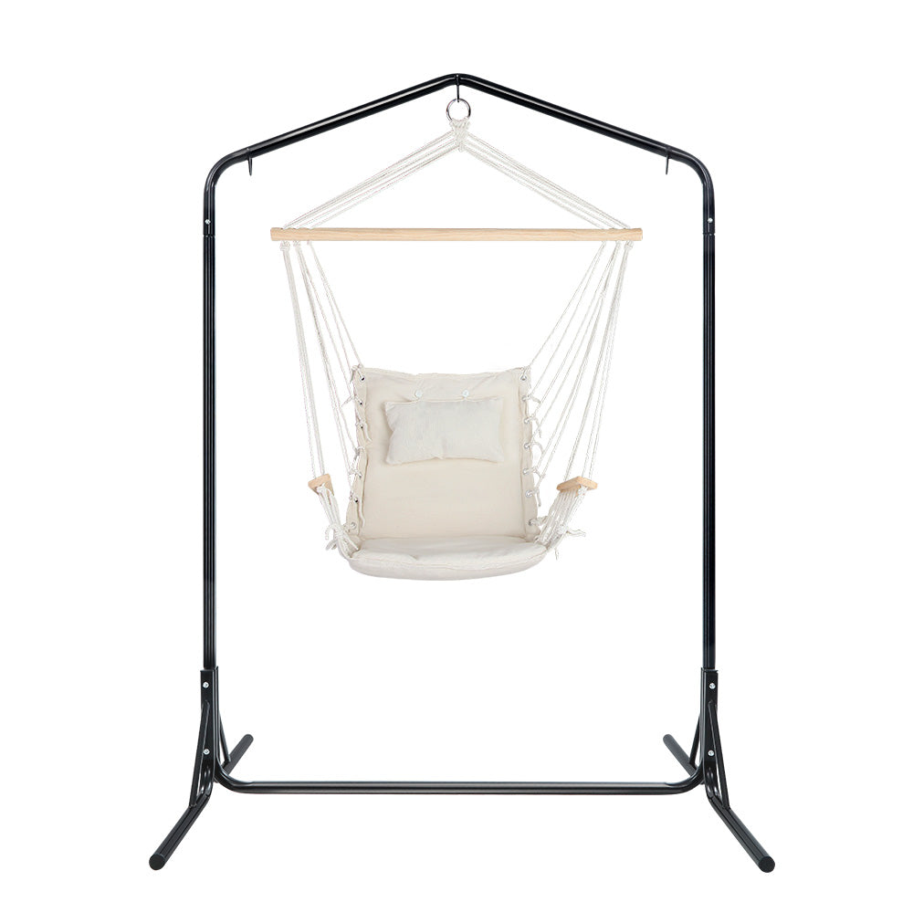 Gardeon Outdoor Hammock Chair with Stand Swing Hanging Hammock Garden Cream 3
