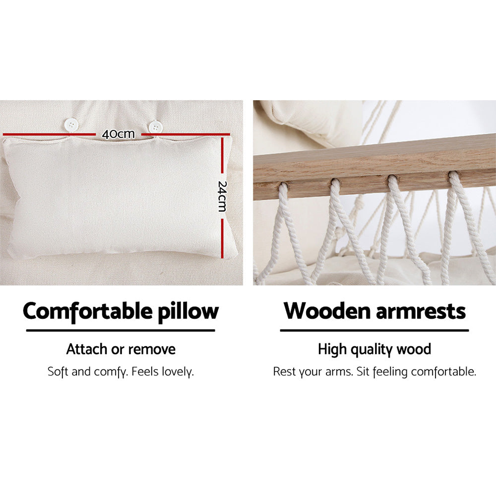 Gardeon Outdoor Hammock Chair with Stand Swing Hanging Hammock Garden Cream 7