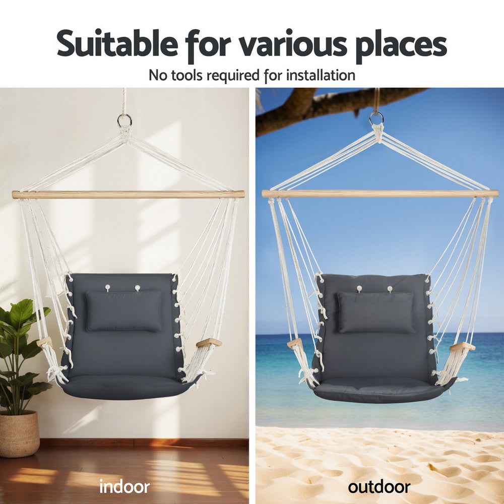 Gardeon Hammock Chair with Heavy Duty Steel Stand 4