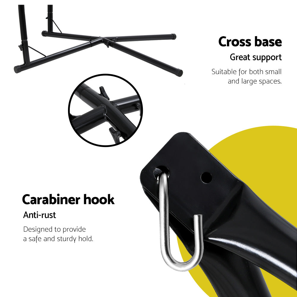 Gardeon Hammock Chair with Steel Stand Armrest Outdoor Hanging Grey 6