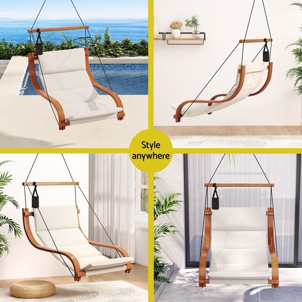 Gardeon Hammock Chair Wooden Hanging Indoor Outdoor Lounge Patio 6