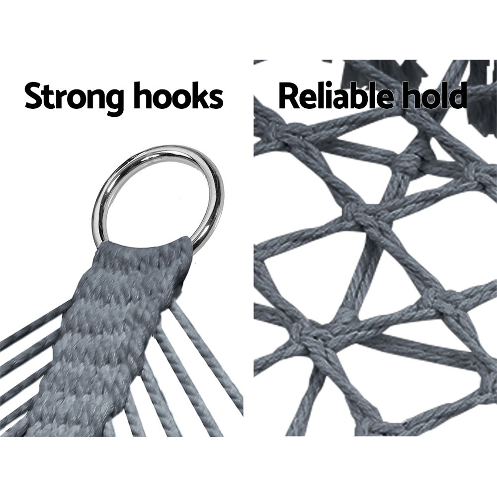 Gardeon Hammock Chair Outdoor Portable Camping Hammocks 2 Person Grey 6