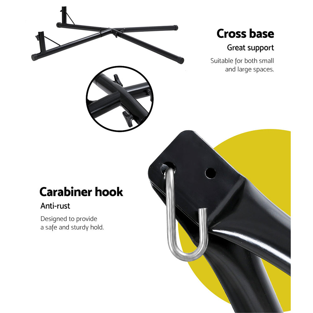 Gardeon Hammock Chair Nest Web Outdoor Swing with Steel Stand 100cm 4