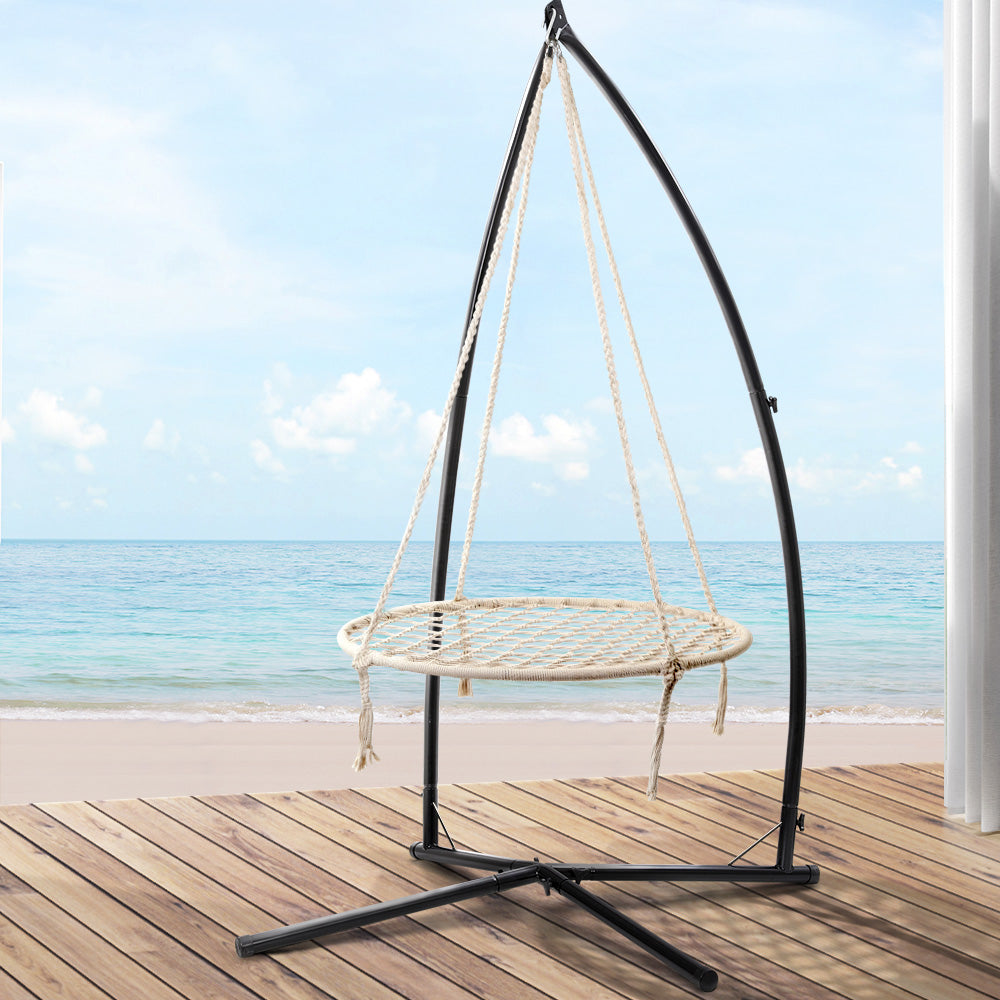 Gardeon Hammock Chair Nest Web Outdoor Swing with Steel Stand 100cm 8