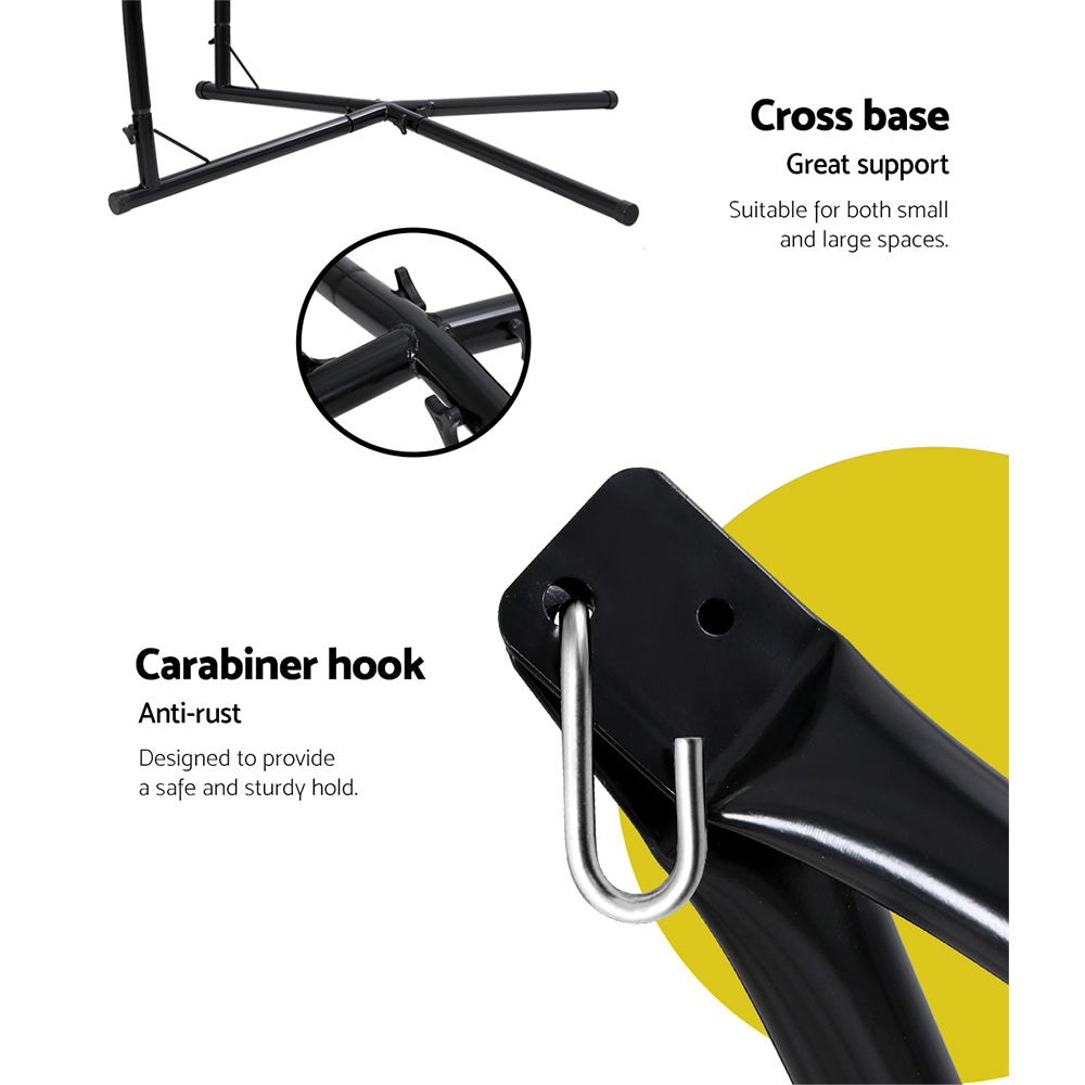 Gardeon Hammock Chair Outdoor Camping Hanging with Steel Stand Cream 5