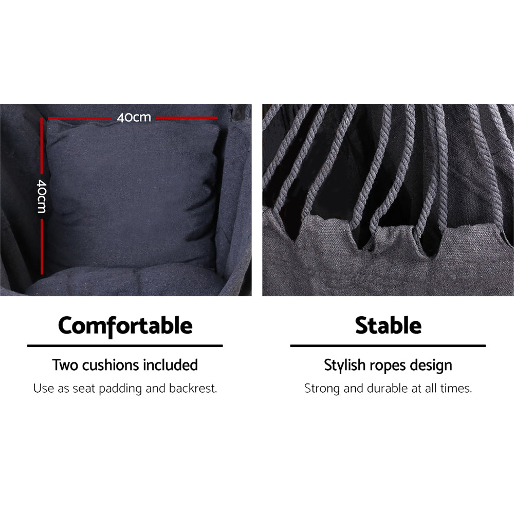 Gardeon Hammock Chair Outdoor Camping Hanging Hammocks Cushion Pillow Grey 6