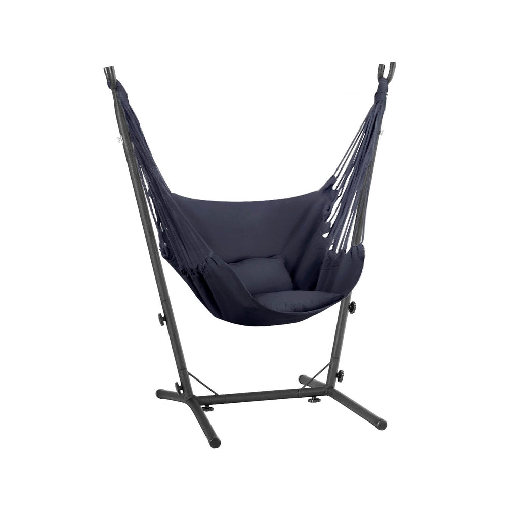 Gardeon Hammock Chair Outdoor Camping Hanging with Stand Grey 3