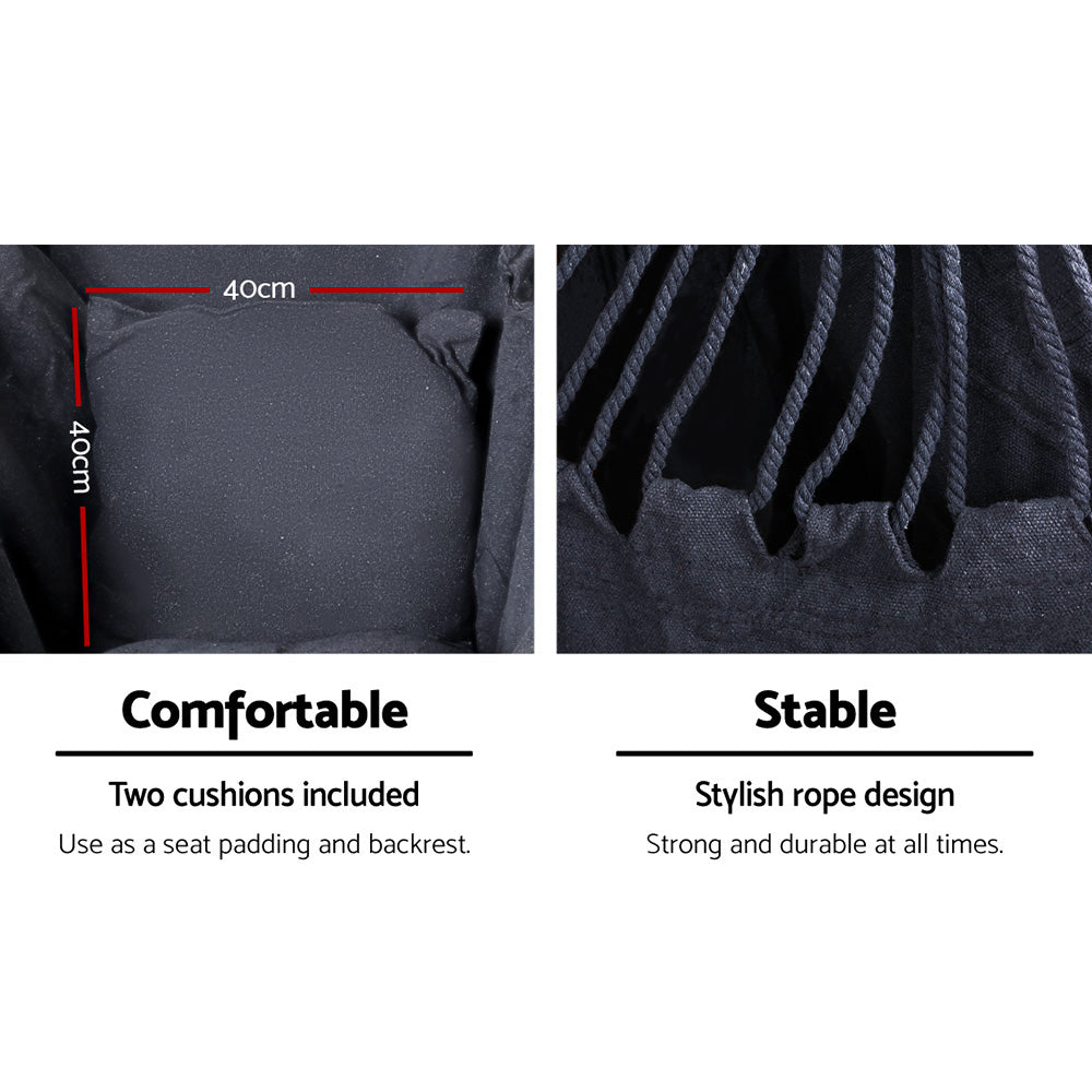 Gardeon Hammock Chair Outdoor Camping Hanging with Steel Stand Grey 3