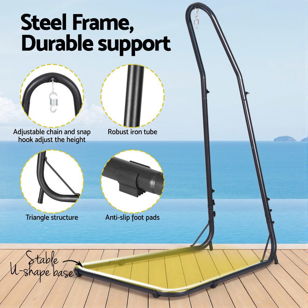 Gardeon Hammock Chair Stand Heavy Duty Steel Frame Black 4