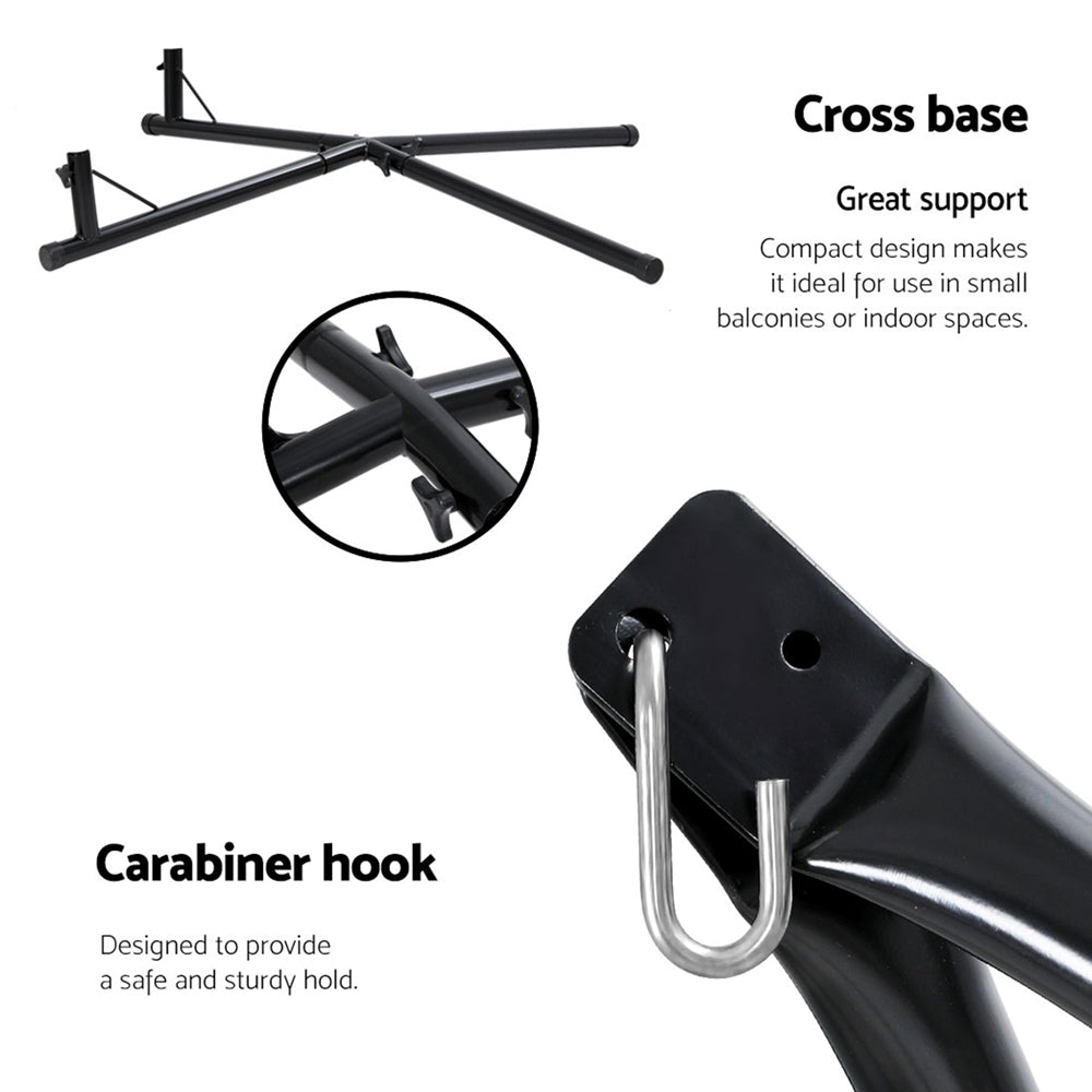 Gardeon Hammock Chair Steel Stand Outdoor Furniture Heavy Duty Black 6
