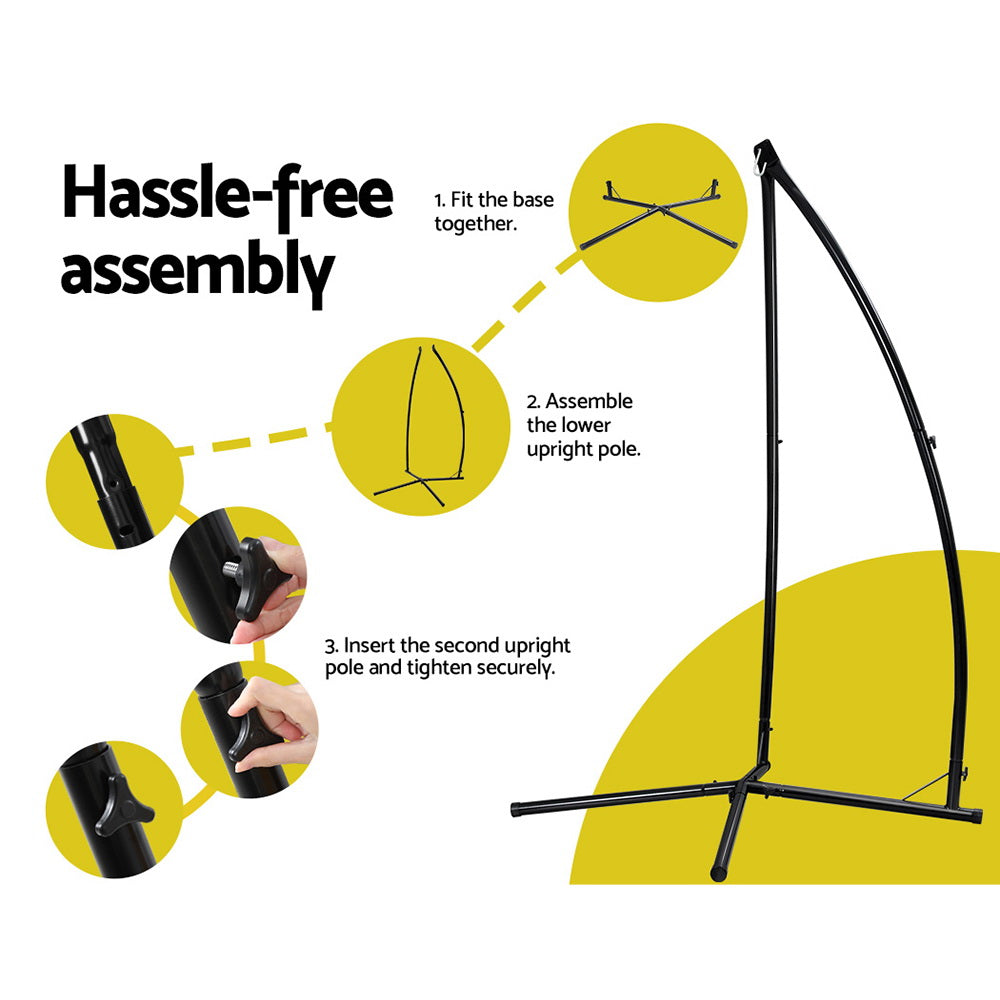 Gardeon Hammock Chair with Steel Stand Macrame Outdoor Swinging Cream 7