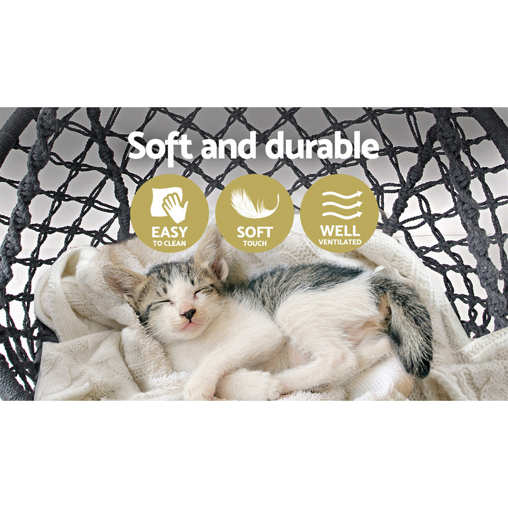 Gardeon Hammock Chair Outdoor Hanging Macrame Cotton Indoor Grey 5