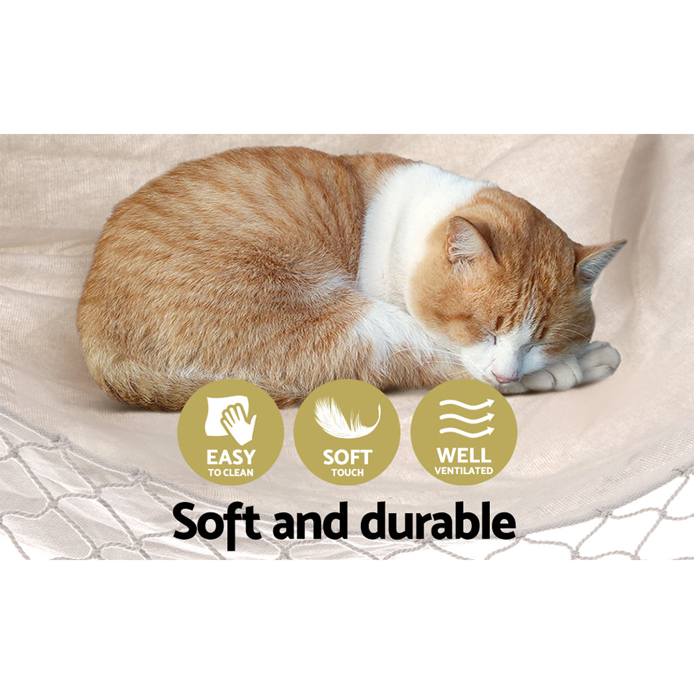 Gardeon Hanging Hammock Chair Outdoor Swing Hammocks Tassel Cream 5